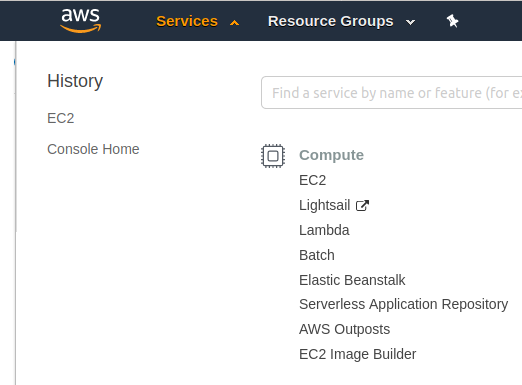 AWS dashboard click on EC2 