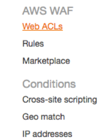 AWS WAF console Web ACLs