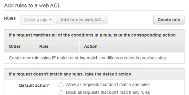 Add rules to WAF web ACL