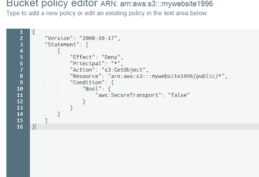 AWS S3 Bicket Policy Forcefully SSL Requests Only