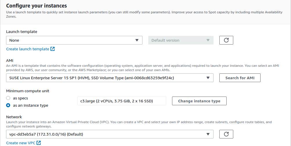 launch and configure AWS spot instance