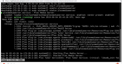 set up Plex Media server on Amazon LightSail