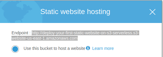 static website hosting use bucket to host