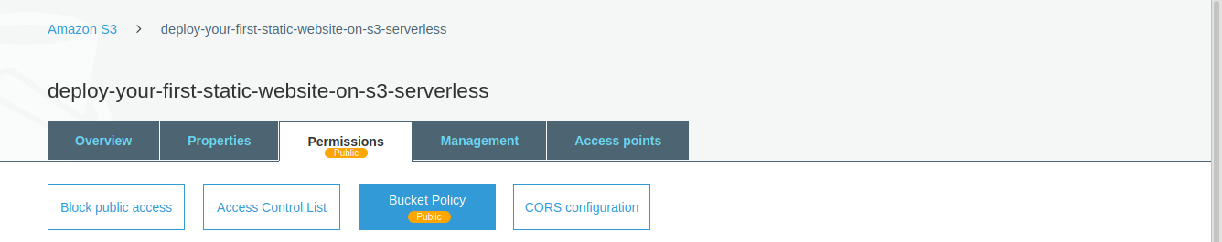 Deploy Your First Static Website On Amazon S3 Serverless permissions