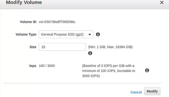 Extend EBS disk space of AWS EC2  Instance