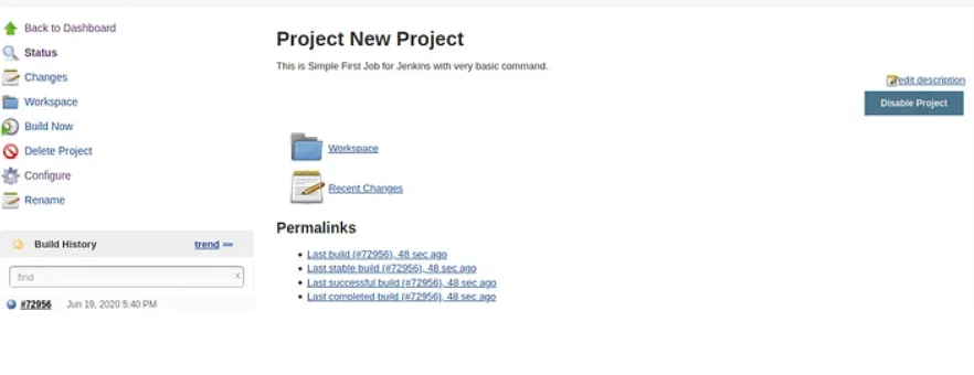 Configure new create dproject jenkins
