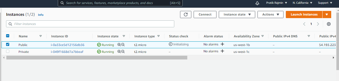  Create two EC2 instances AWS console