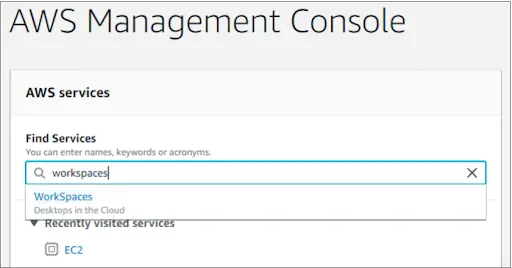 AWS management console aws services