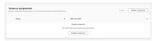 assign a resource to the backup plan AWS backup